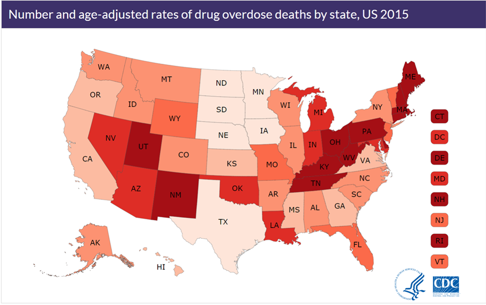isualization showing per-100-resident dispensing rates of opioid prescriptions in U.S. states in 2023; highest in Southern states such as Arkansas, Alabama and Mississippi.